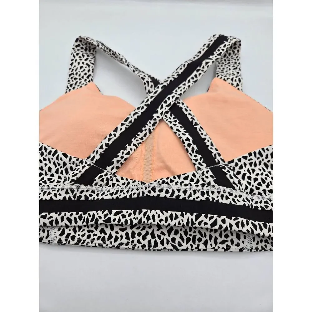 Lululemon Rack Pack Bra Miss Mosiac Size 6 White Posey Black